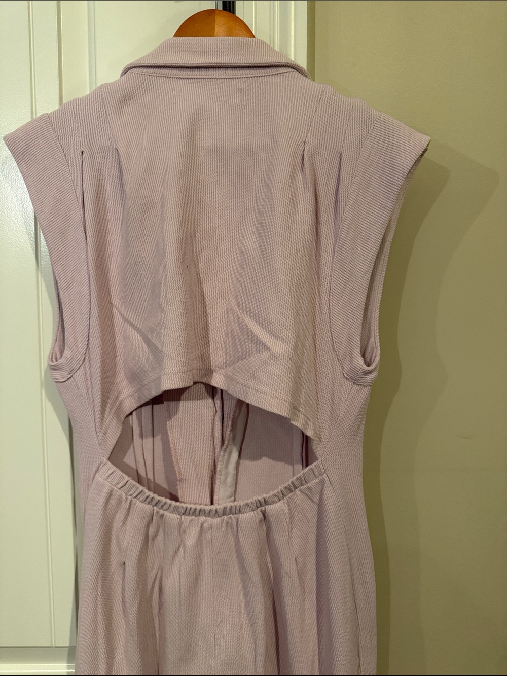 Sleeveless Lavender Wide Leg Jumpsuit with Button Front - Picture 5 of 8